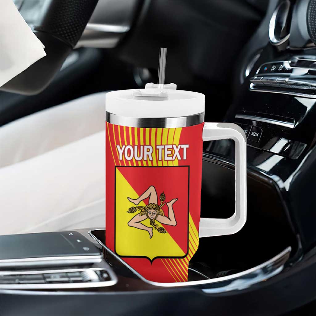 Personalized Sicilia La Trinacria Tumbler With Handle Sicilian Map Flag Color