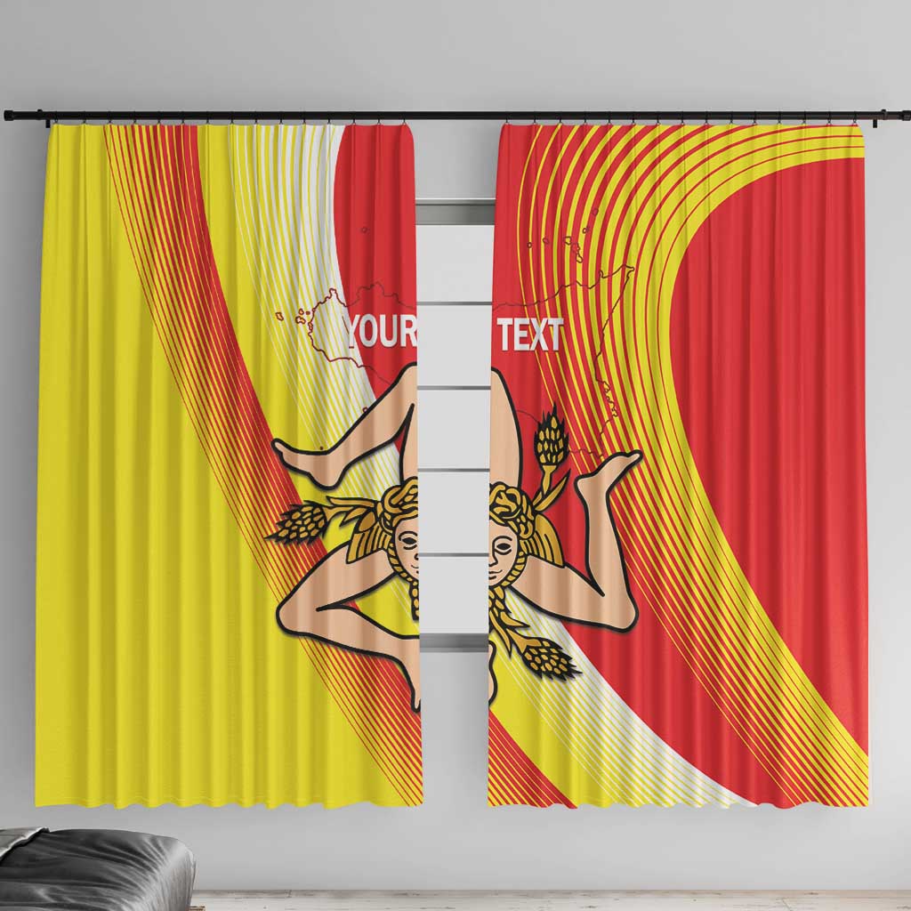 Personalized Sicilia La Trinacria Window Curtain Sicilian Map Flag Color