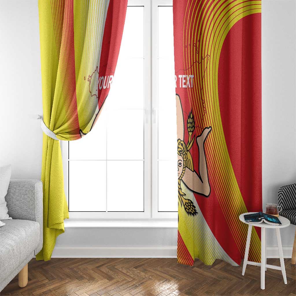 Personalized Sicilia La Trinacria Window Curtain Sicilian Map Flag Color