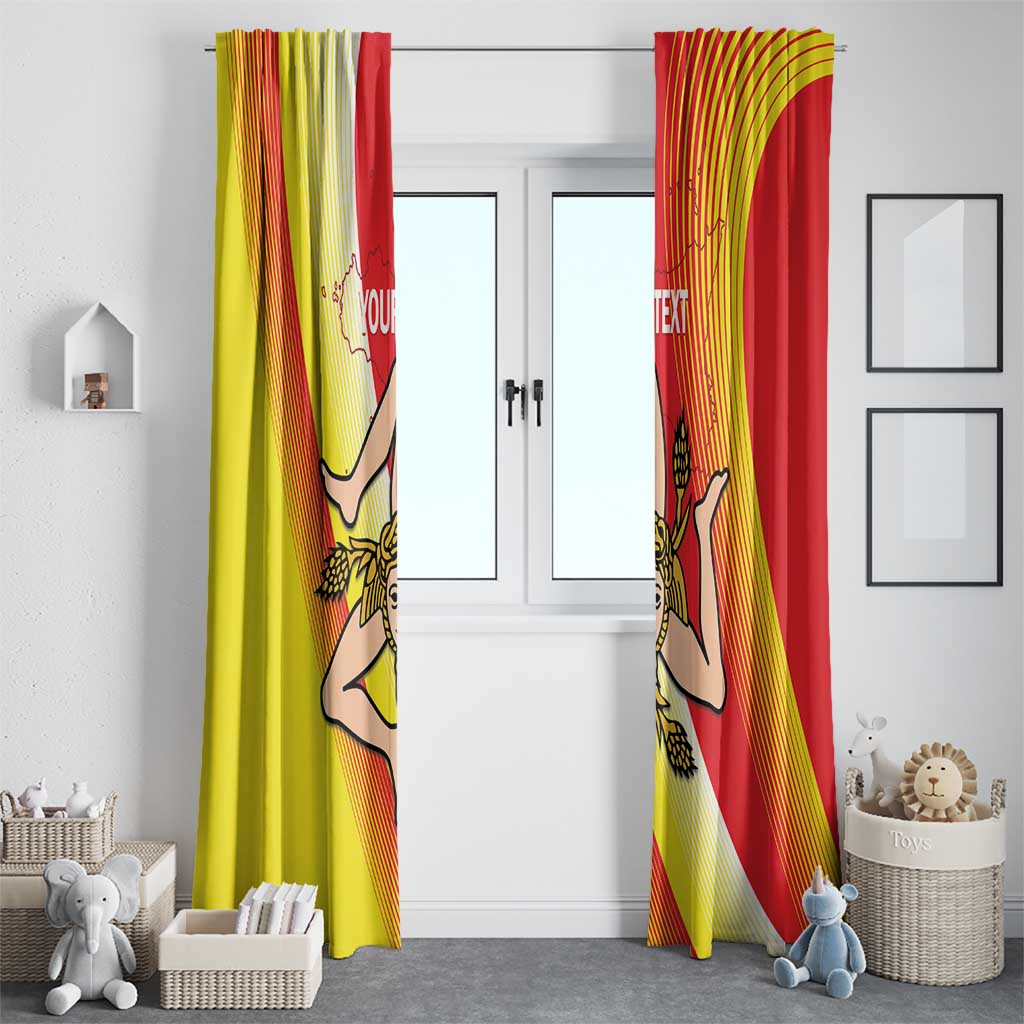 Personalized Sicilia La Trinacria Window Curtain Sicilian Map Flag Color