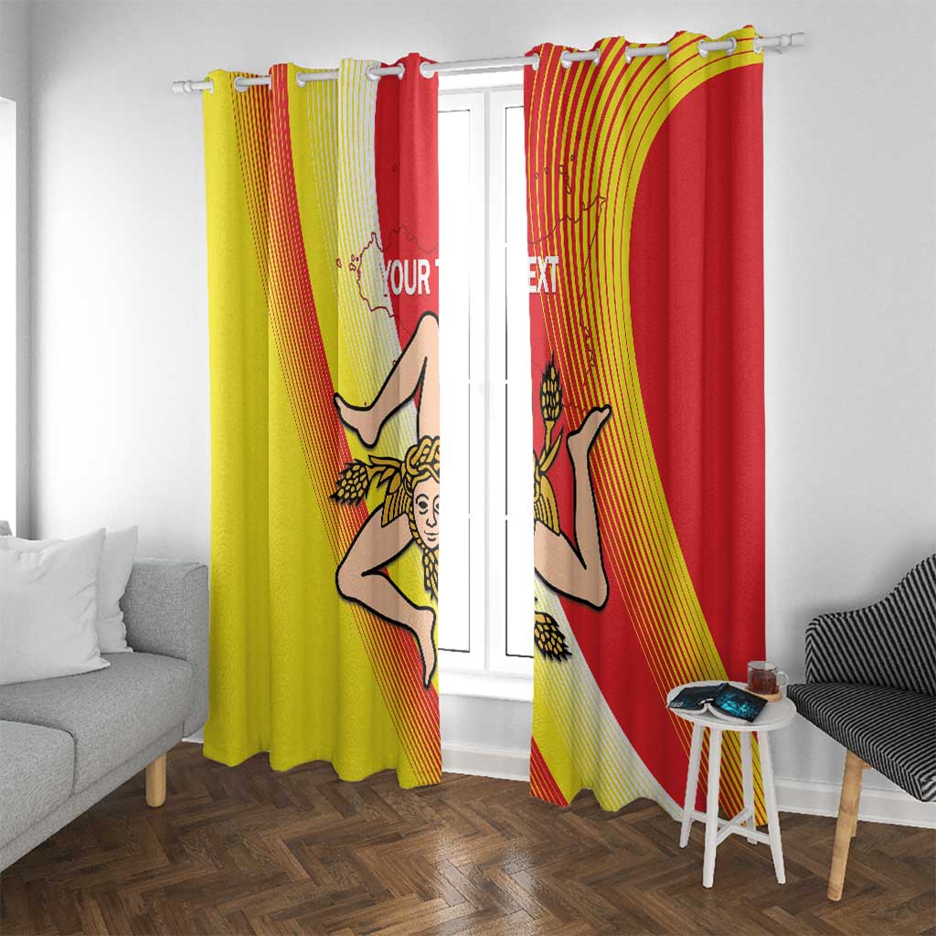 Personalized Sicilia La Trinacria Window Curtain Sicilian Map Flag Color