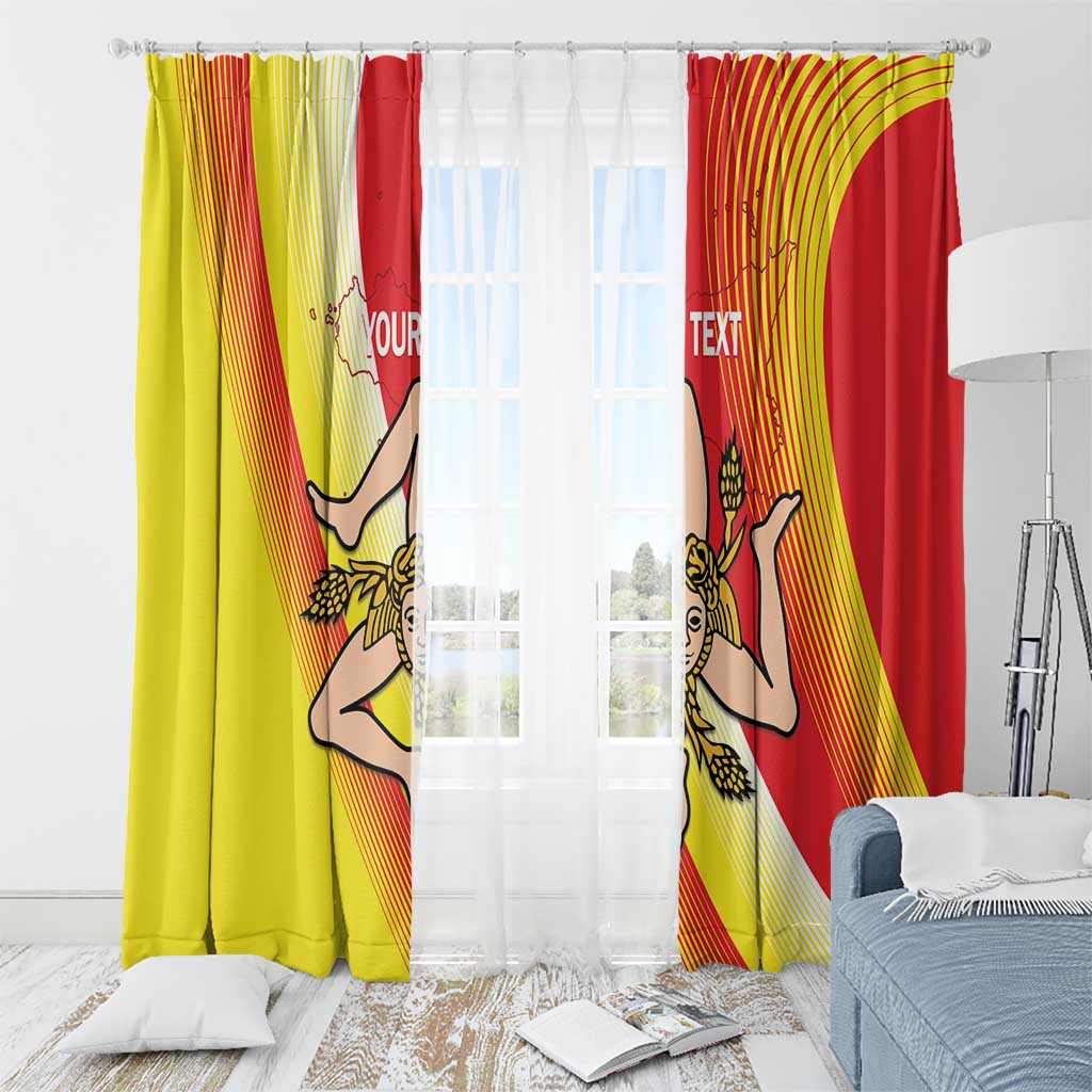 Personalized Sicilia La Trinacria Window Curtain Sicilian Map Flag Color