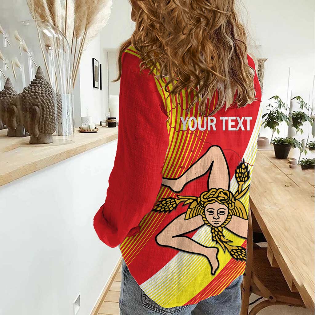 Personalized Sicilia La Trinacria Women Casual Shirt Sicilian Map Flag Color