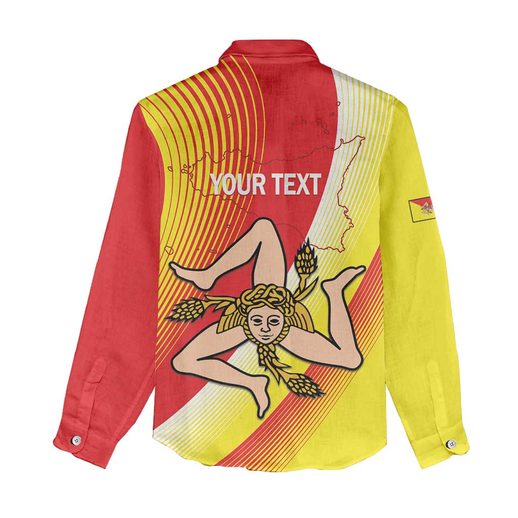 Personalized Sicilia La Trinacria Women Casual Shirt Sicilian Map Flag Color