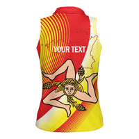 Personalized Sicilia La Trinacria Women Sleeveless Polo Shirt Sicilian Map Flag Color