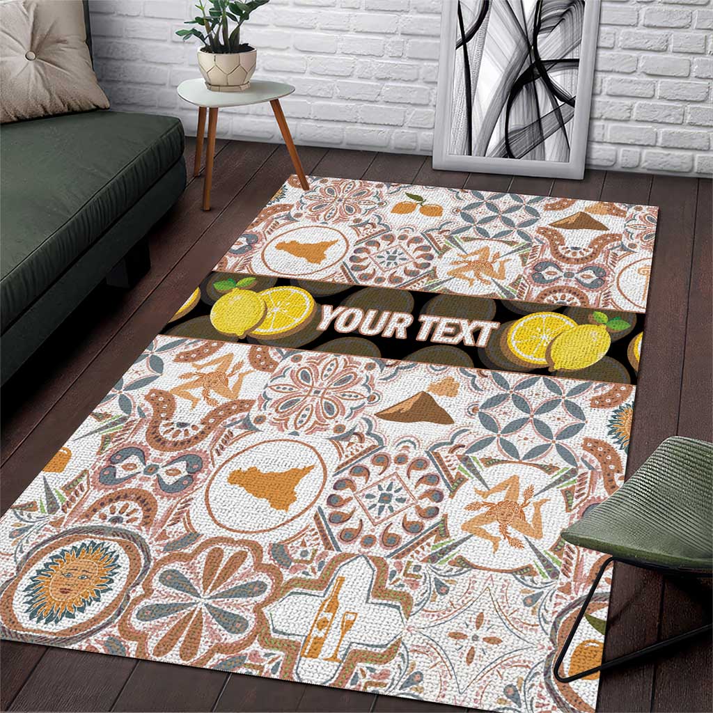 Personalized Sicilia National Symbols With Mosaic Motifs Area Rug