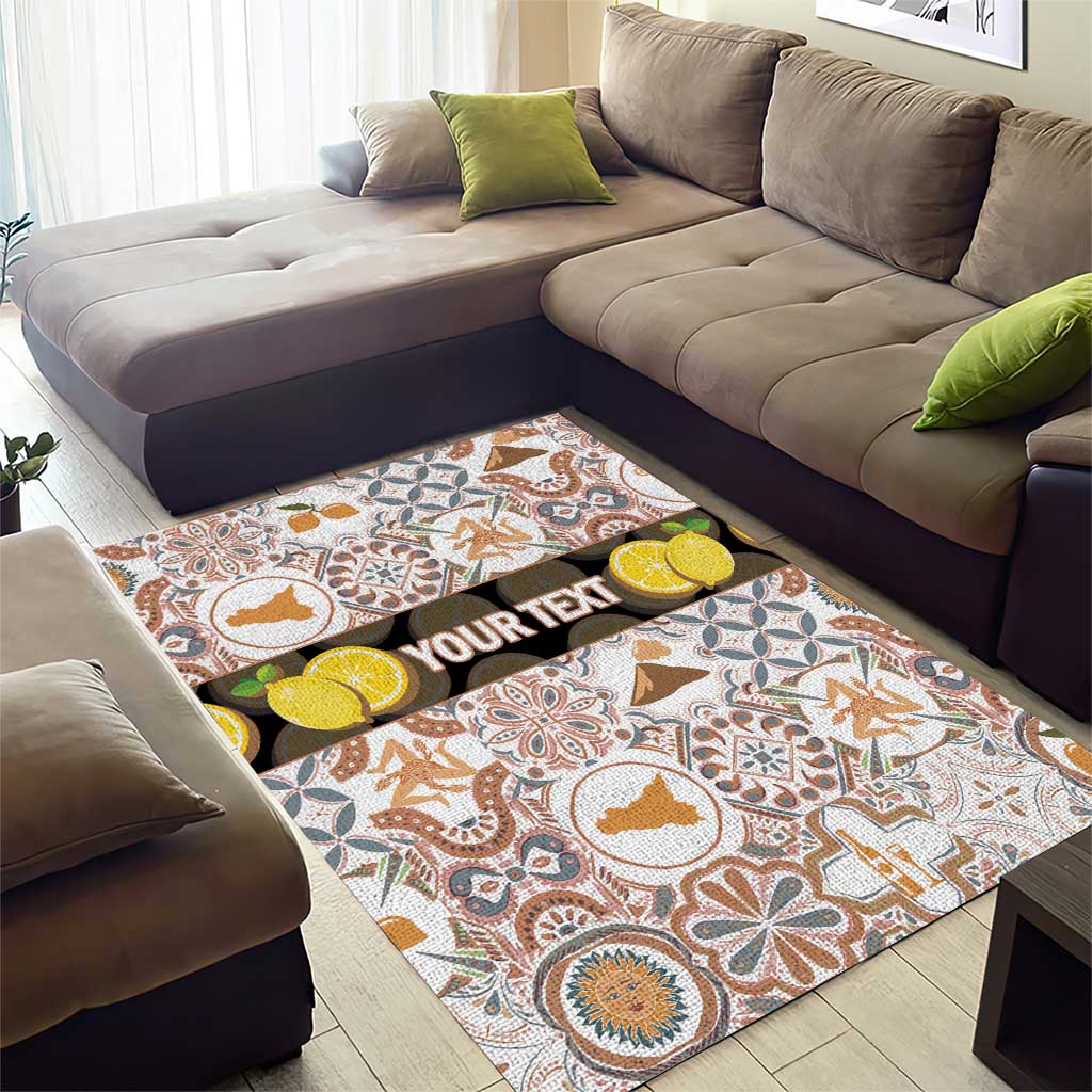 Personalized Sicilia National Symbols With Mosaic Motifs Area Rug
