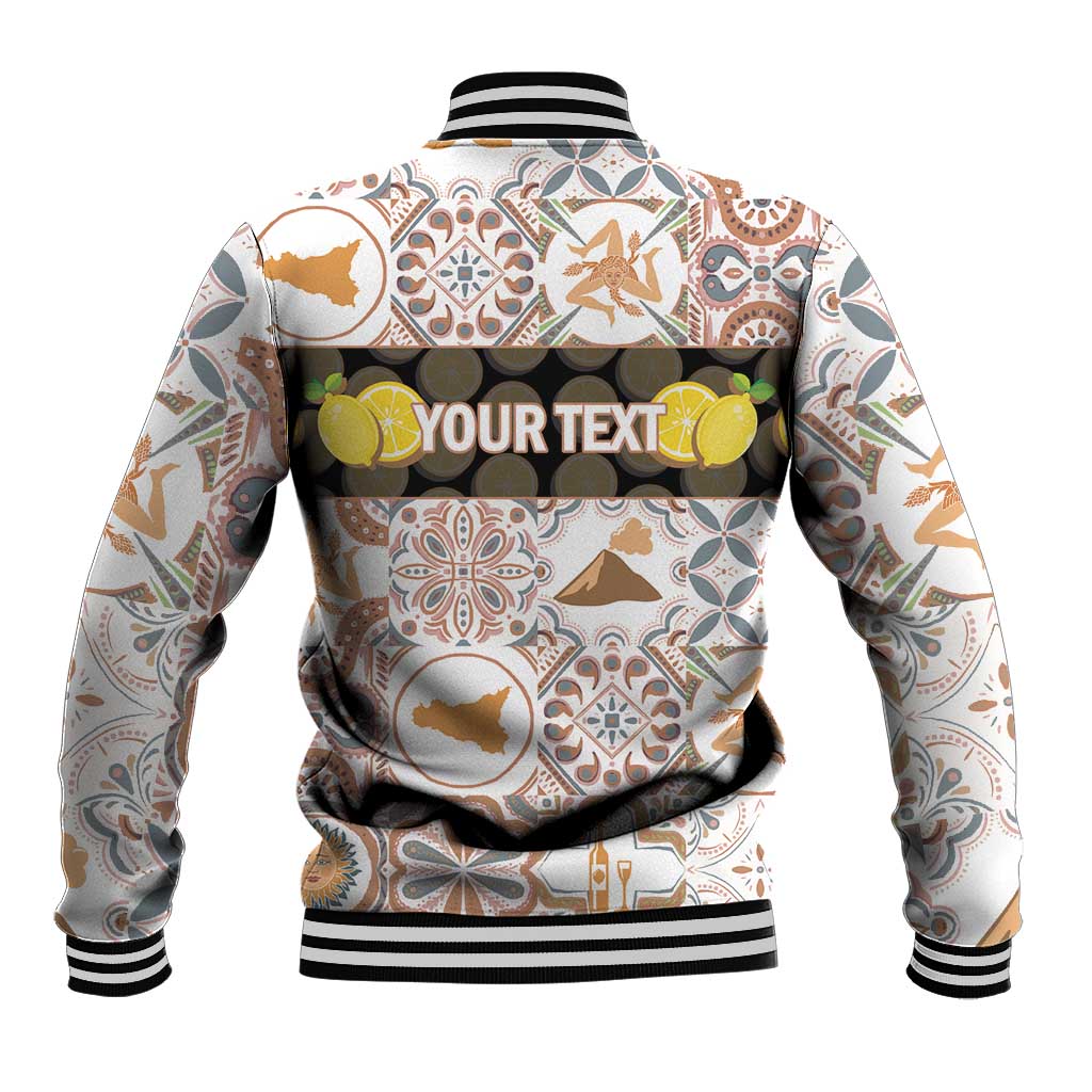 Personalized Sicilia National Symbols With Mosaic Motifs Baseball Jacket