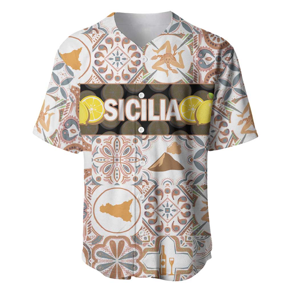 Personalized Sicilia National Symbols With Mosaic Motifs Baseball Jersey