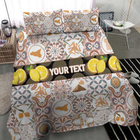 Personalized Sicilia National Symbols With Mosaic Motifs Bedding Set