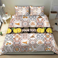 Personalized Sicilia National Symbols With Mosaic Motifs Bedding Set
