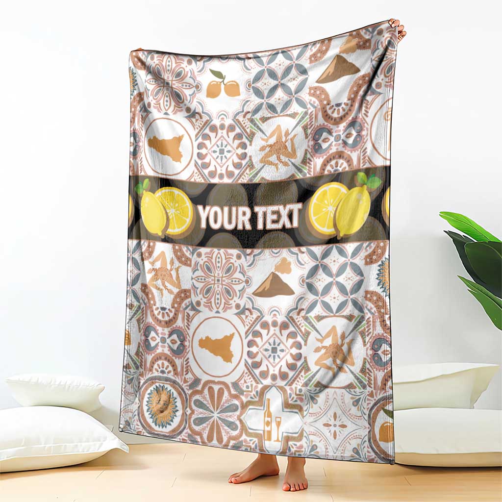 Personalized Sicilia National Symbols With Mosaic Motifs Blanket