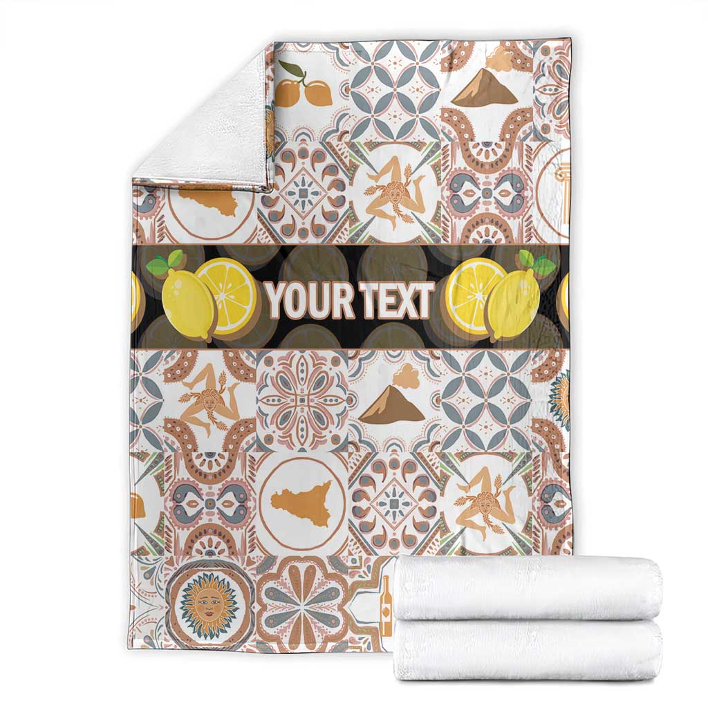 Personalized Sicilia National Symbols With Mosaic Motifs Blanket