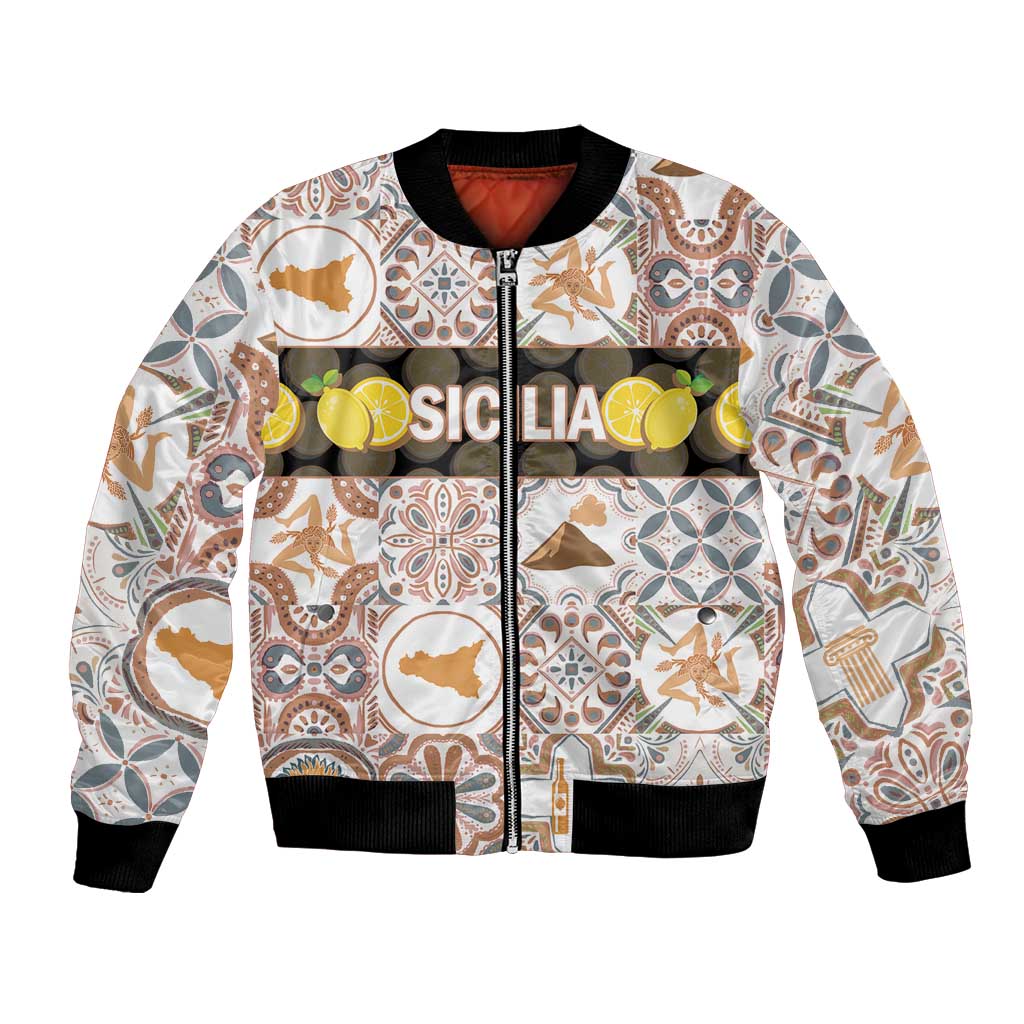 Personalized Sicilia National Symbols With Mosaic Motifs Bomber Jacket