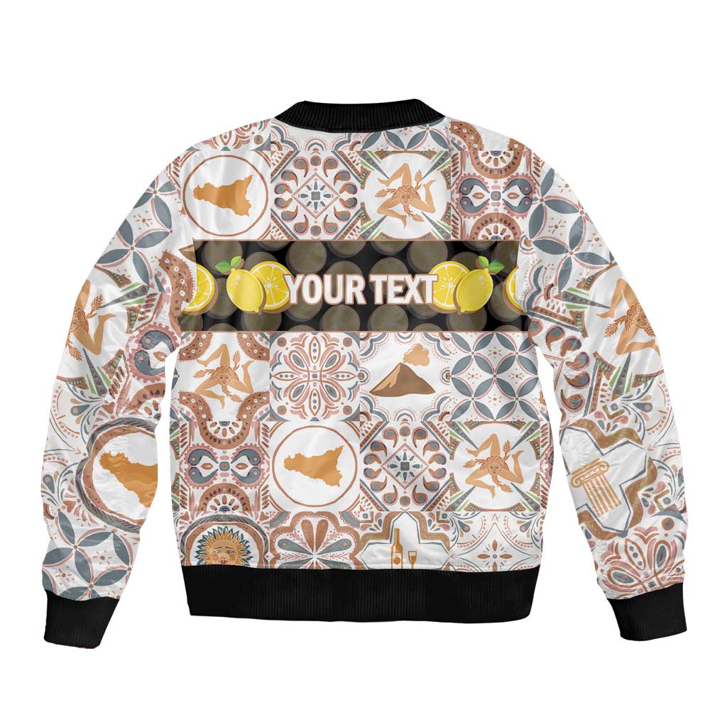 Personalized Sicilia National Symbols With Mosaic Motifs Bomber Jacket