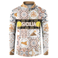 Personalized Sicilia National Symbols With Mosaic Motifs Button Sweatshirt