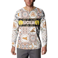 Personalized Sicilia National Symbols With Mosaic Motifs Button Sweatshirt