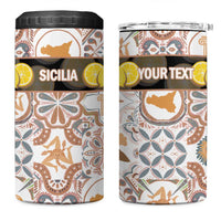 Personalized Sicilia National Symbols With Mosaic Motifs 4 in 1 Can Cooler Tumbler