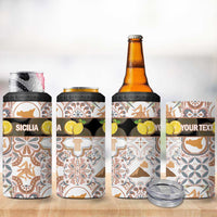 Personalized Sicilia National Symbols With Mosaic Motifs 4 in 1 Can Cooler Tumbler