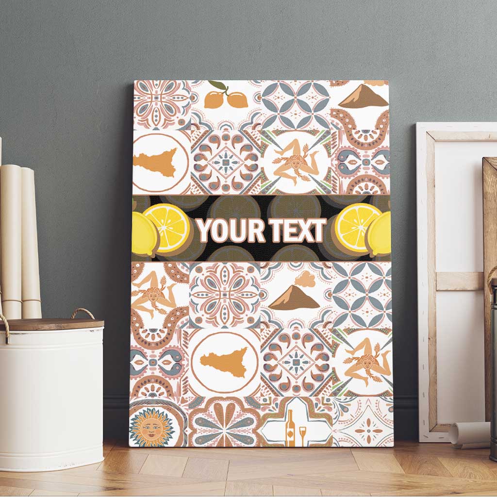 Personalized Sicilia National Symbols With Mosaic Motifs Canvas Wall Art
