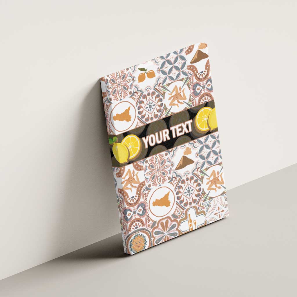 Personalized Sicilia National Symbols With Mosaic Motifs Canvas Wall Art