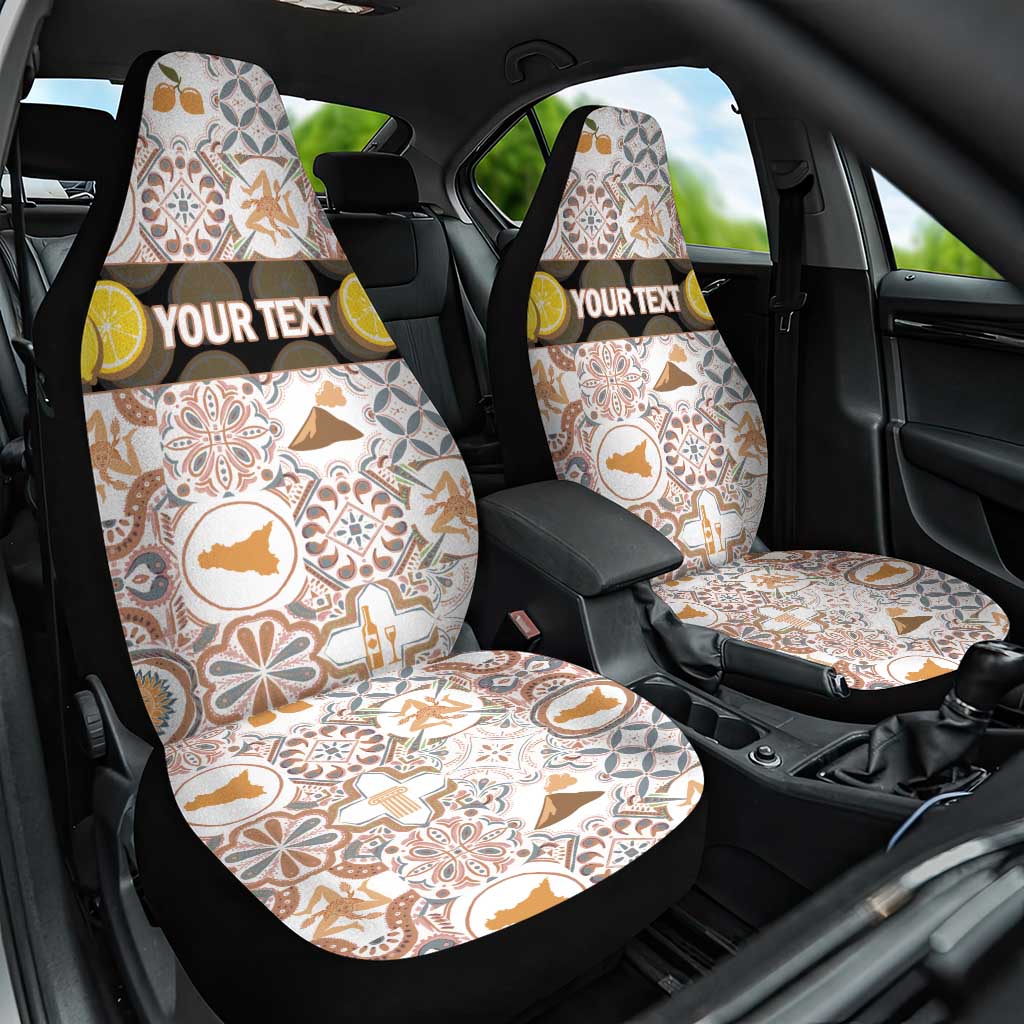 Personalized Sicilia National Symbols With Mosaic Motifs Car Seat Cover