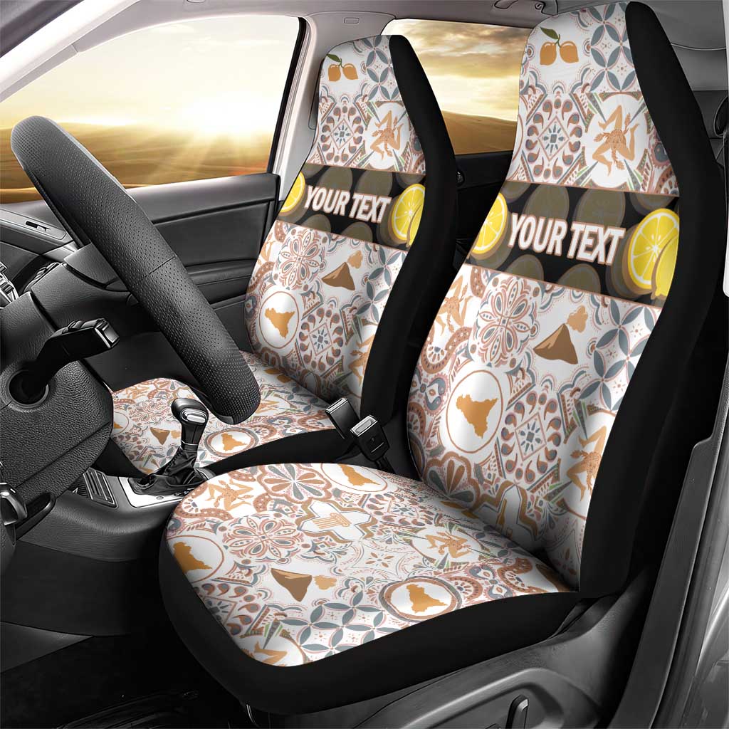 Personalized Sicilia National Symbols With Mosaic Motifs Car Seat Cover