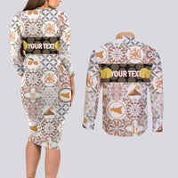 Personalized Sicilia National Symbols With Mosaic Motifs Couples Matching Long Sleeve Bodycon Dress and Long Sleeve Button Shirt