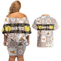 Personalized Sicilia National Symbols With Mosaic Motifs Couples Matching Off Shoulder Short Dress and Hawaiian Shirt