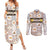Personalized Sicilia National Symbols With Mosaic Motifs Couples Matching Summer Maxi Dress and Long Sleeve Button Shirt