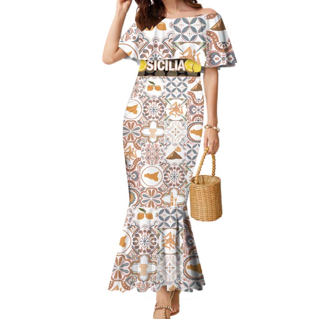 Personalized Sicilia National Symbols With Mosaic Motifs Family Matching Mermaid Dress and Hawaiian Shirt