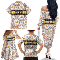 Personalized Sicilia National Symbols With Mosaic Motifs Family Matching Off The Shoulder Long Sleeve Dress and Hawaiian Shirt