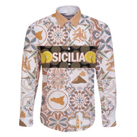 Personalized Sicilia National Symbols With Mosaic Motifs Family Matching Off The Shoulder Long Sleeve Dress and Hawaiian Shirt
