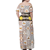 Personalized Sicilia National Symbols With Mosaic Motifs Family Matching Off Shoulder Maxi Dress and Hawaiian Shirt
