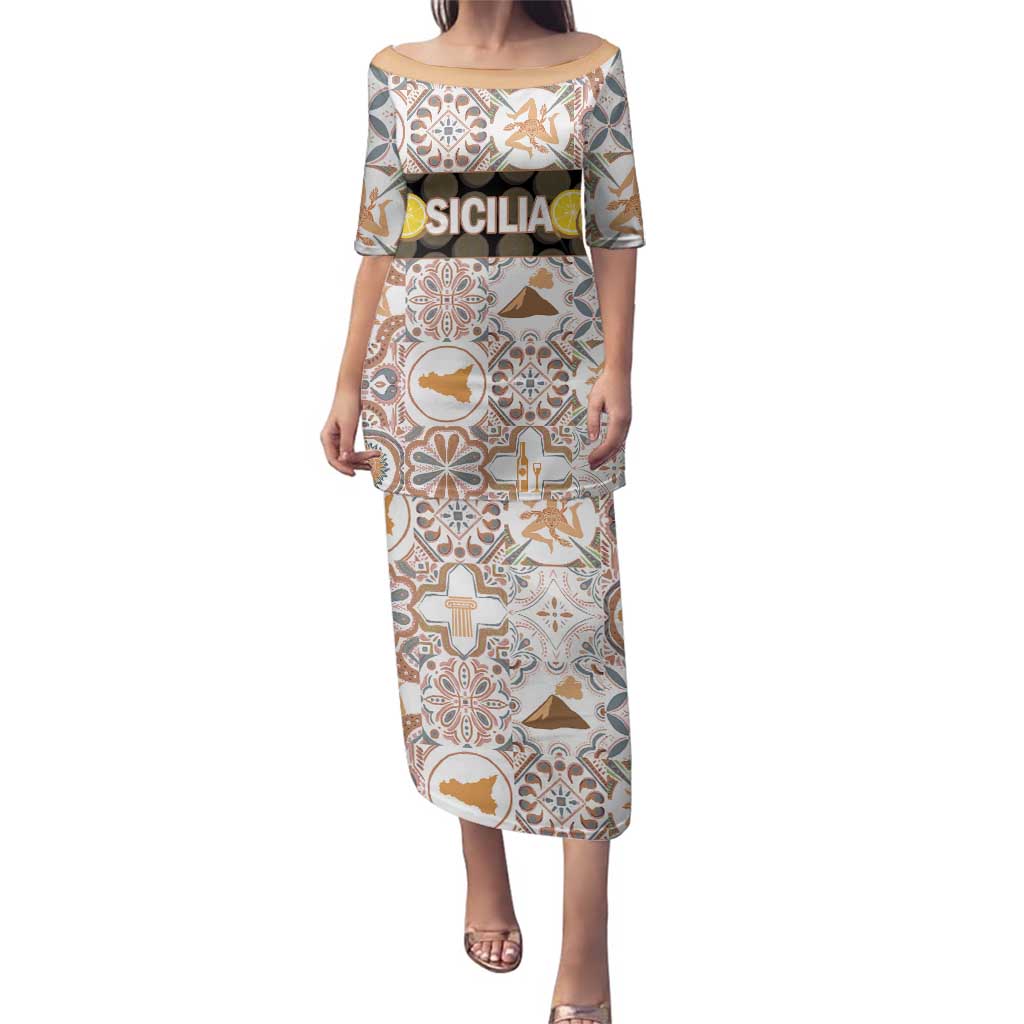 Personalized Sicilia National Symbols With Mosaic Motifs Family Matching Puletasi and Hawaiian Shirt