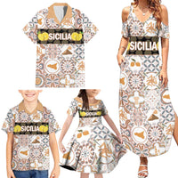 Personalized Sicilia National Symbols With Mosaic Motifs Family Matching Summer Maxi Dress and Hawaiian Shirt