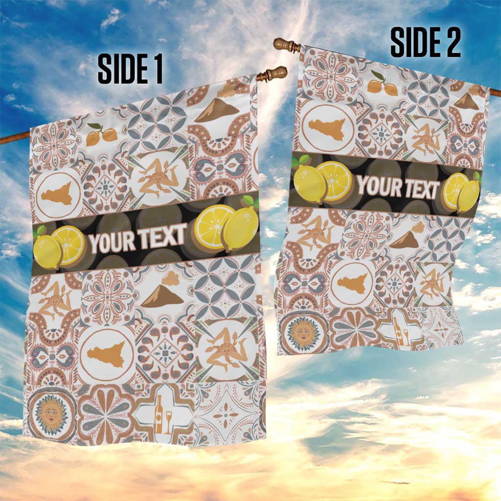 Personalized Sicilia National Symbols With Mosaic Motifs Garden Flag