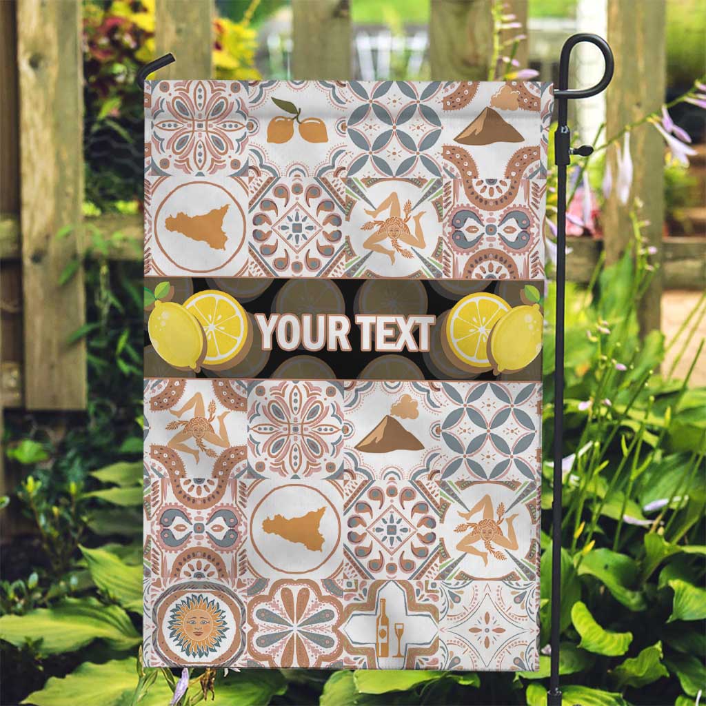 Personalized Sicilia National Symbols With Mosaic Motifs Garden Flag