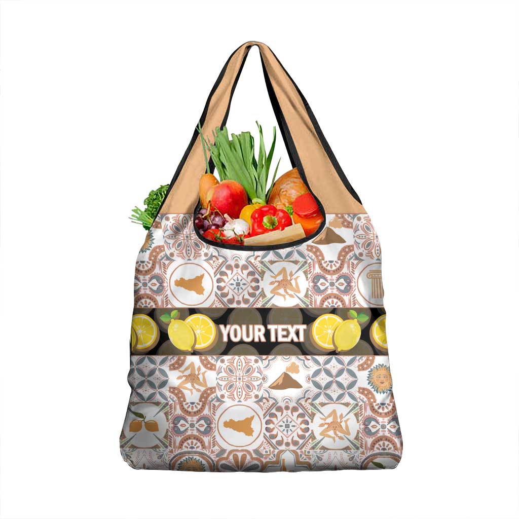 Personalized Sicilia National Symbols With Mosaic Motifs Grocery Bag