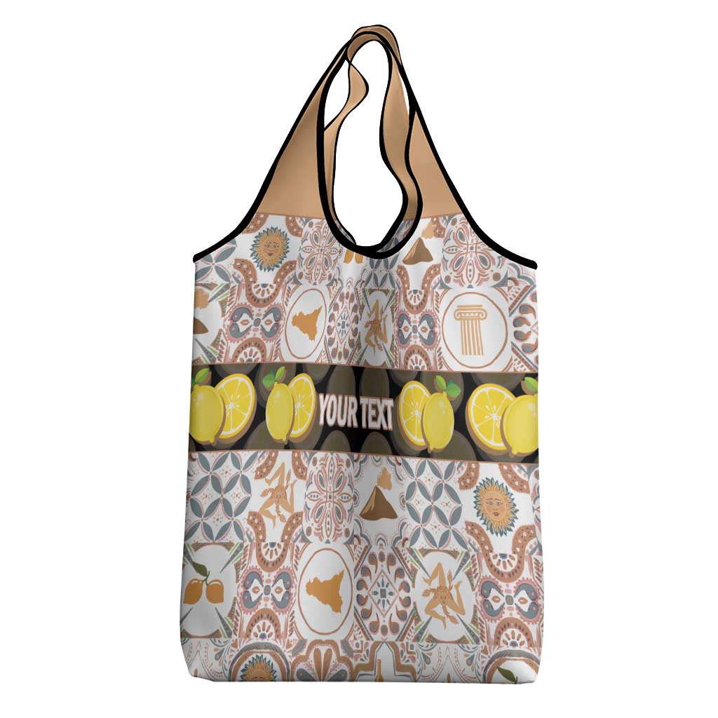 Personalized Sicilia National Symbols With Mosaic Motifs Grocery Bag