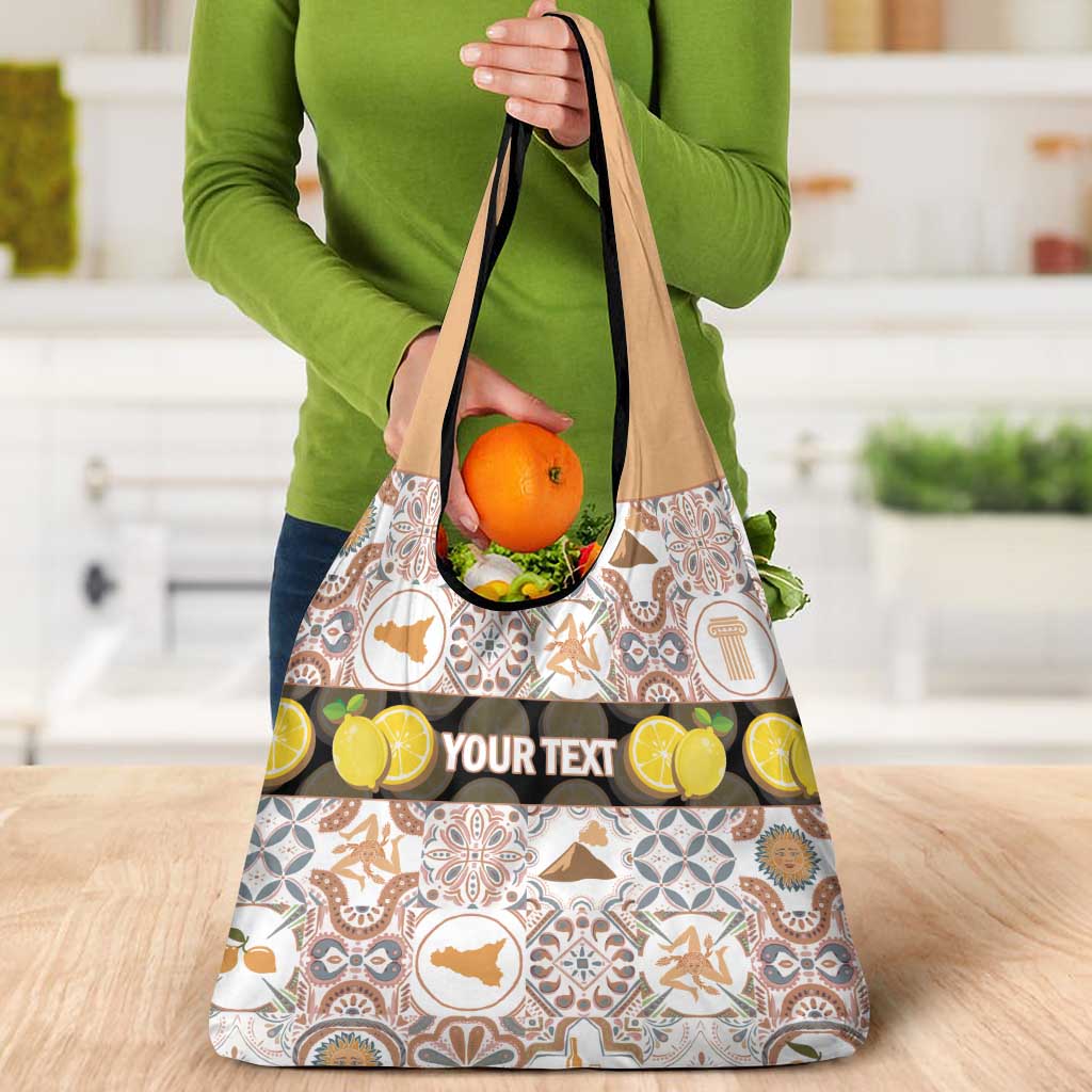 Personalized Sicilia National Symbols With Mosaic Motifs Grocery Bag