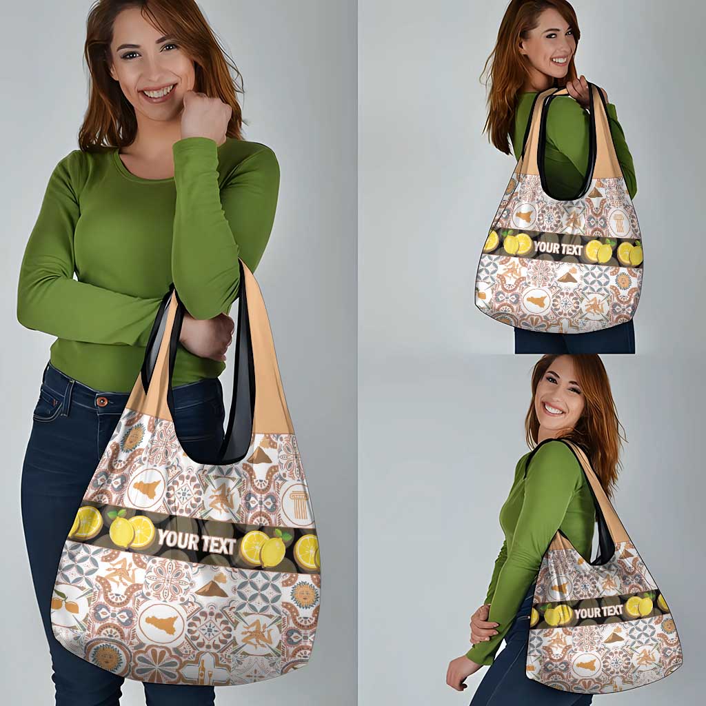 Personalized Sicilia National Symbols With Mosaic Motifs Grocery Bag