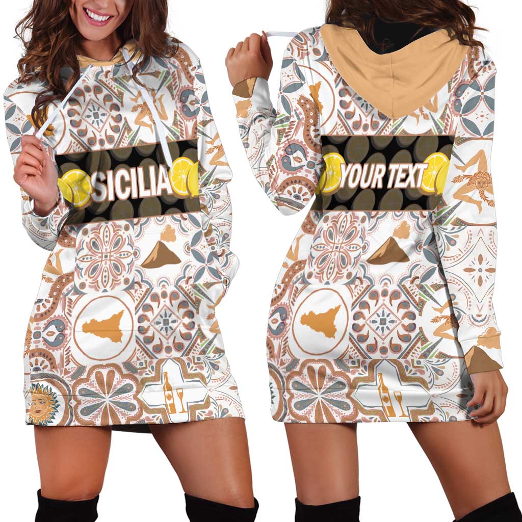 Personalized Sicilia National Symbols With Mosaic Motifs Hoodie Dress