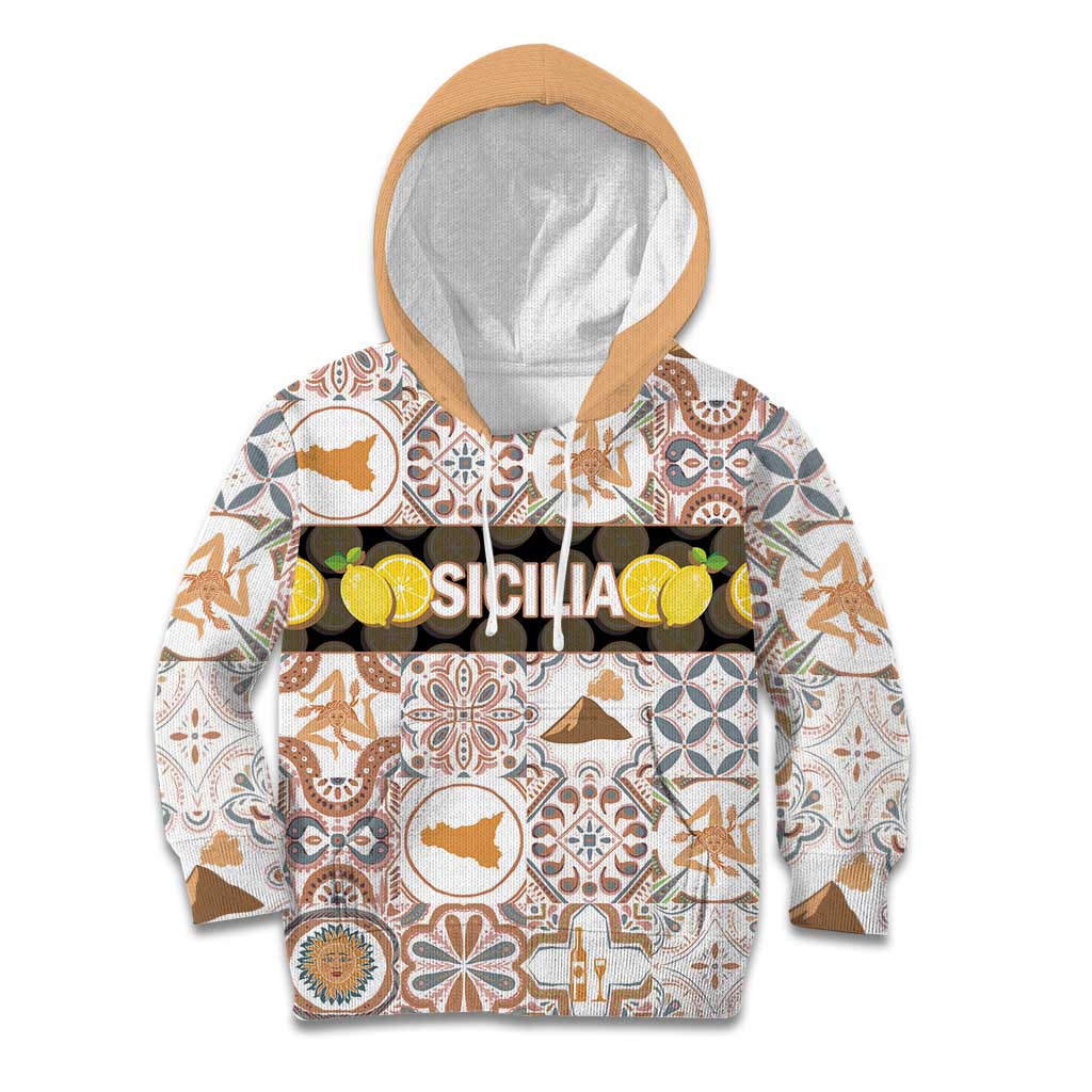 Personalized Sicilia National Symbols With Mosaic Motifs Kid Hoodie