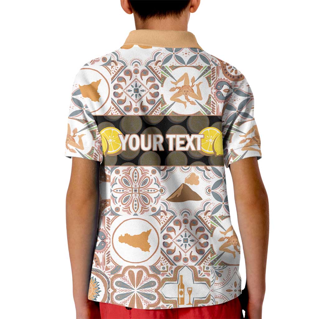 Personalized Sicilia National Symbols With Mosaic Motifs Kid Polo Shirt