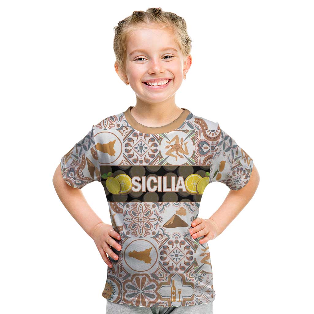 Personalized Sicilia National Symbols With Mosaic Motifs Kid T Shirt