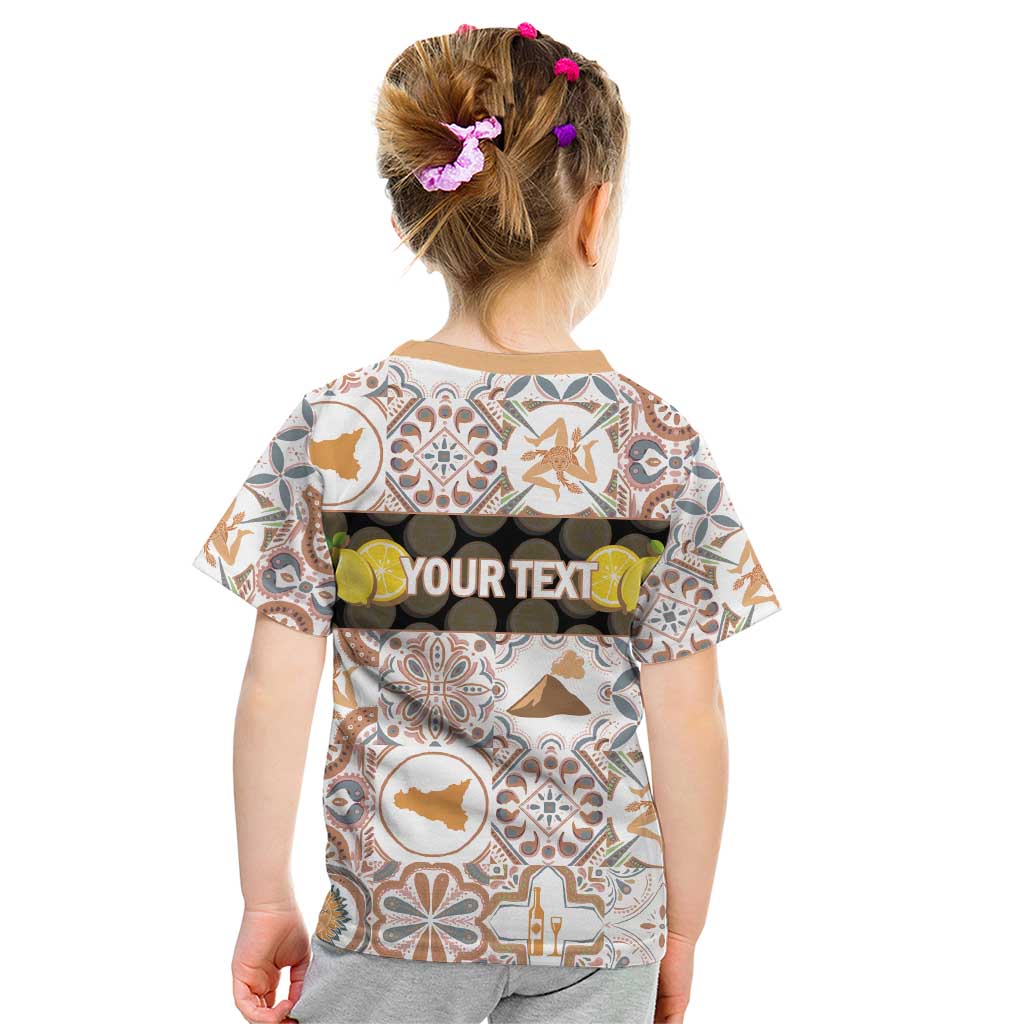 Personalized Sicilia National Symbols With Mosaic Motifs Kid T Shirt