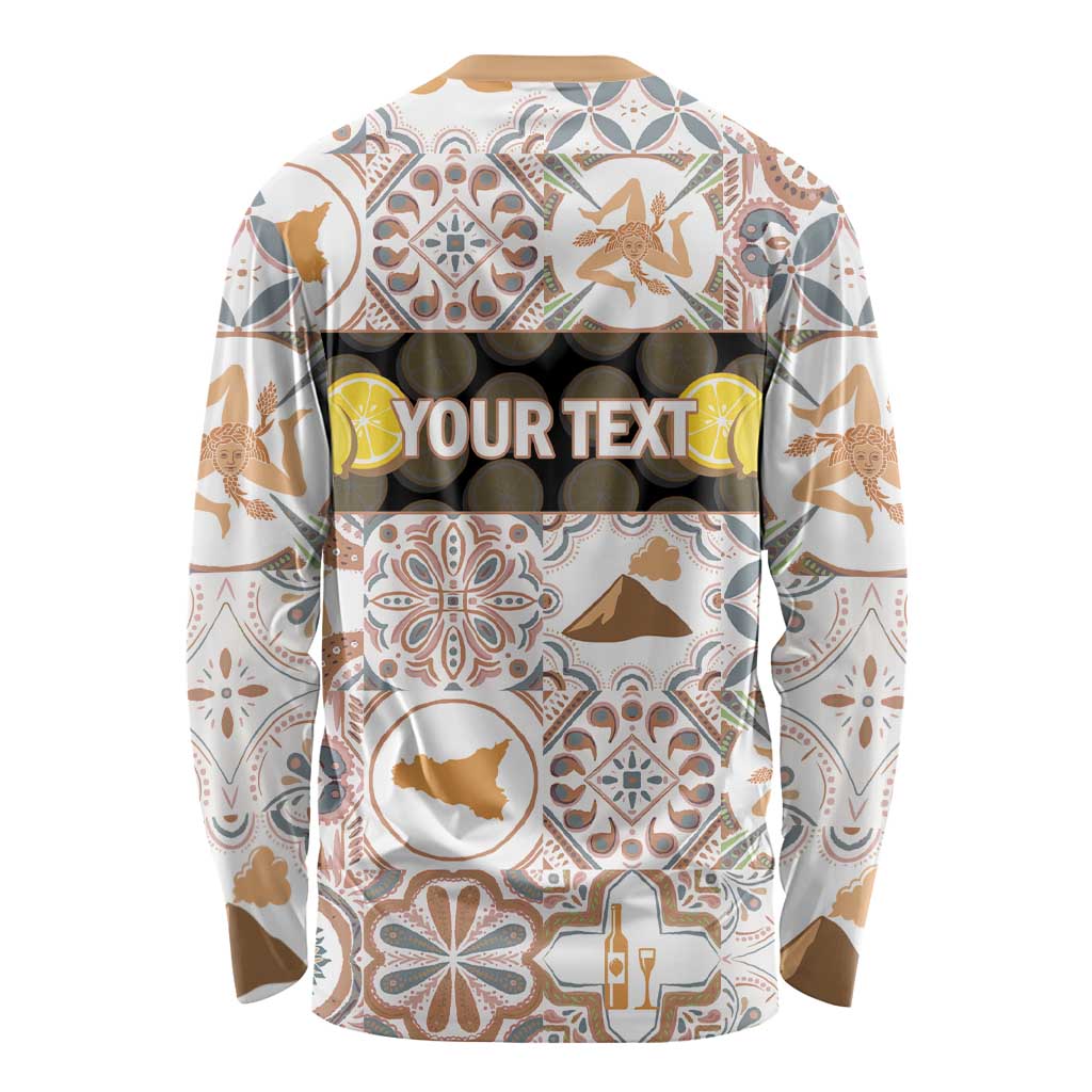 Personalized Sicilia National Symbols With Mosaic Motifs Long Sleeve Shirt