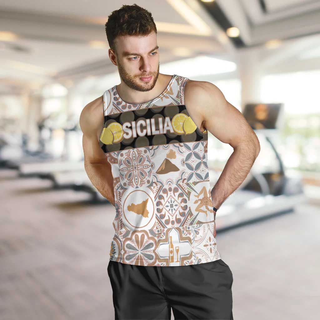 Personalized Sicilia National Symbols With Mosaic Motifs Men Tank Top