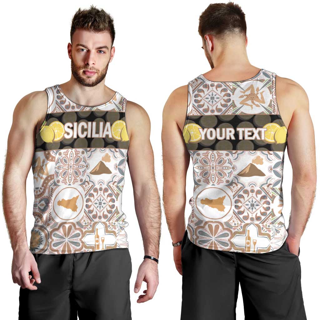 Personalized Sicilia National Symbols With Mosaic Motifs Men Tank Top